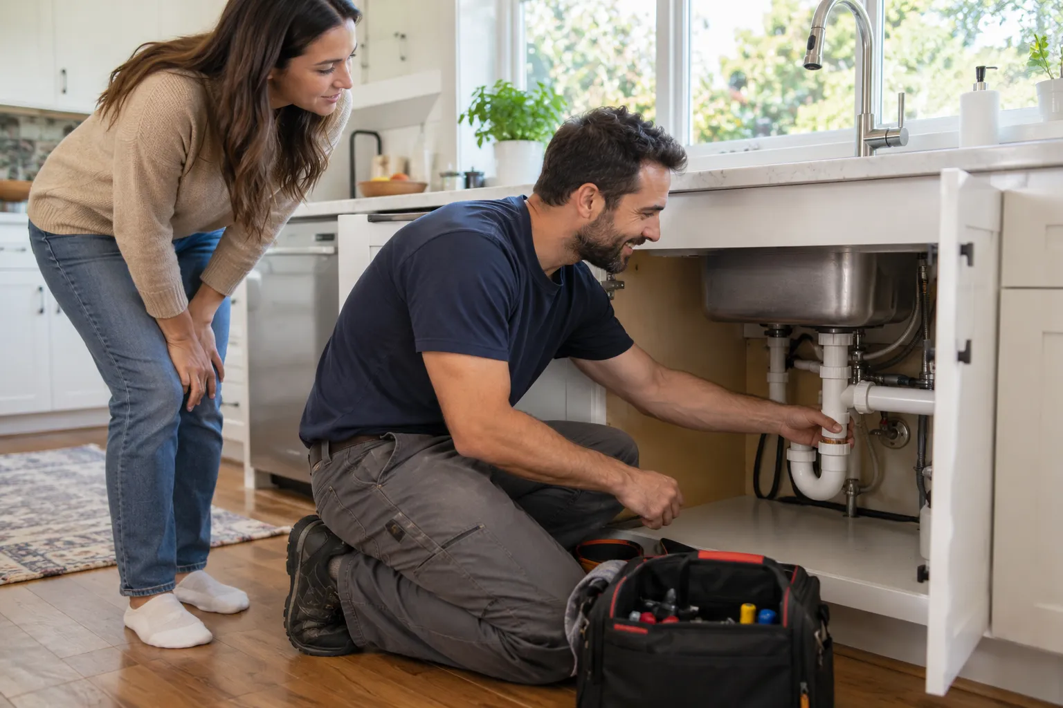 Local provider checking a kitchen sink drain in a the Denver area home